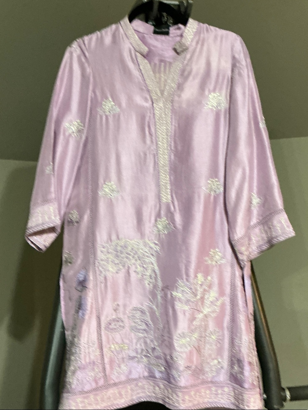 80 gm raw silk M C 21 Brand Embroidered Lavender ' Formal 3 piece Dress